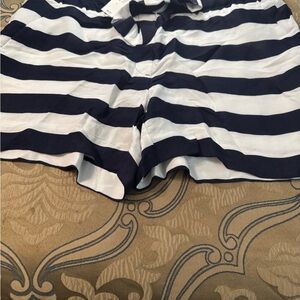 Navy and White Striped Women's Shorts